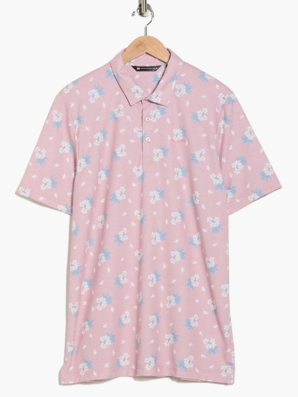 TRAVIS MATHEW Men's Dusty Pink Arbor Wave Knit Polo Golf Shirt Medium EUC